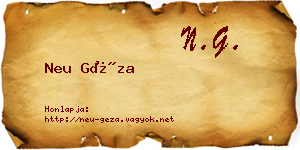 Neu Géza névjegykártya
